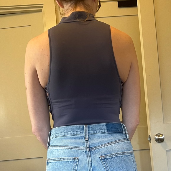 Free people eggplant lace up turtle neck sleeveless body suit XS/S - Picture 3 of 5